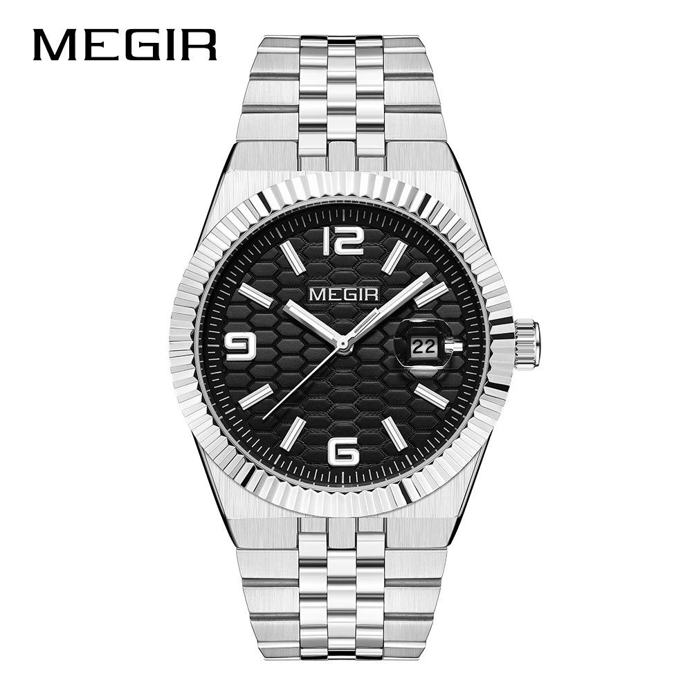 MEGIR New Men Watches Luxury Business Waterproof Quartz Watch for Man Stainless Steel Luminous Male Date Wristwatch