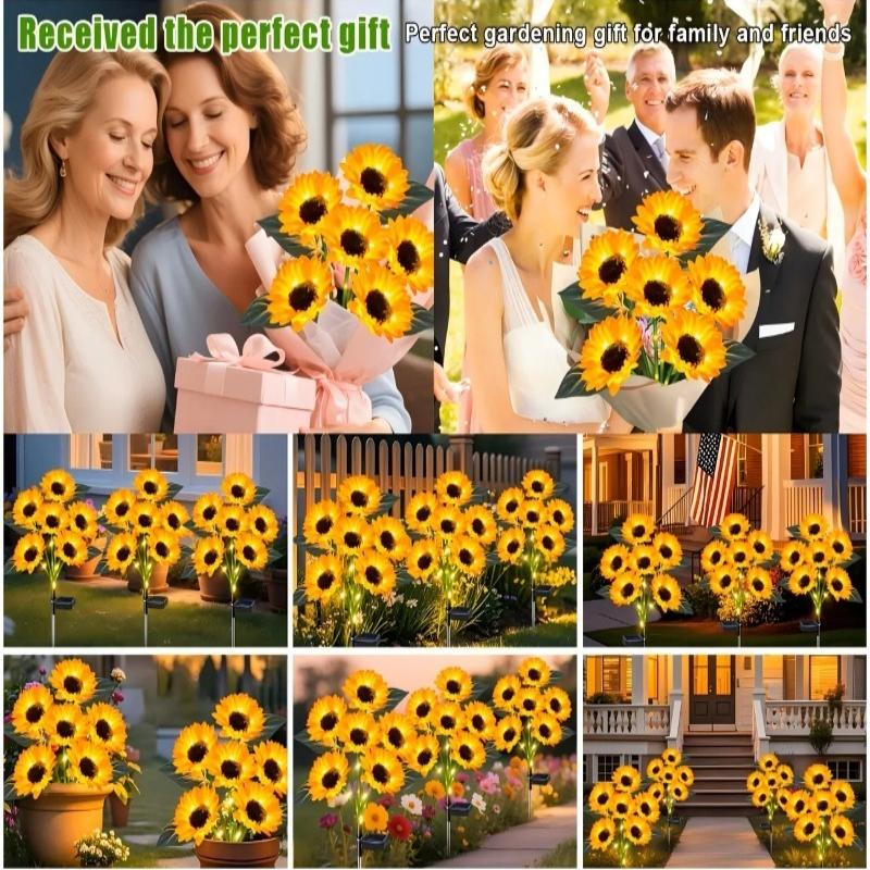6 Heads Solar Sunflower LED Lawn Light Outdoor Garden Landscape Lamp Yard Wedding Festival Thanksgiving Party Decorative Lighting