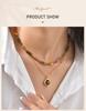Collier œil de tigre naturel pour femme, Collier ras-de-cou superposé avec pendentif perlé style bohème, Bijou pierre irrégulière
