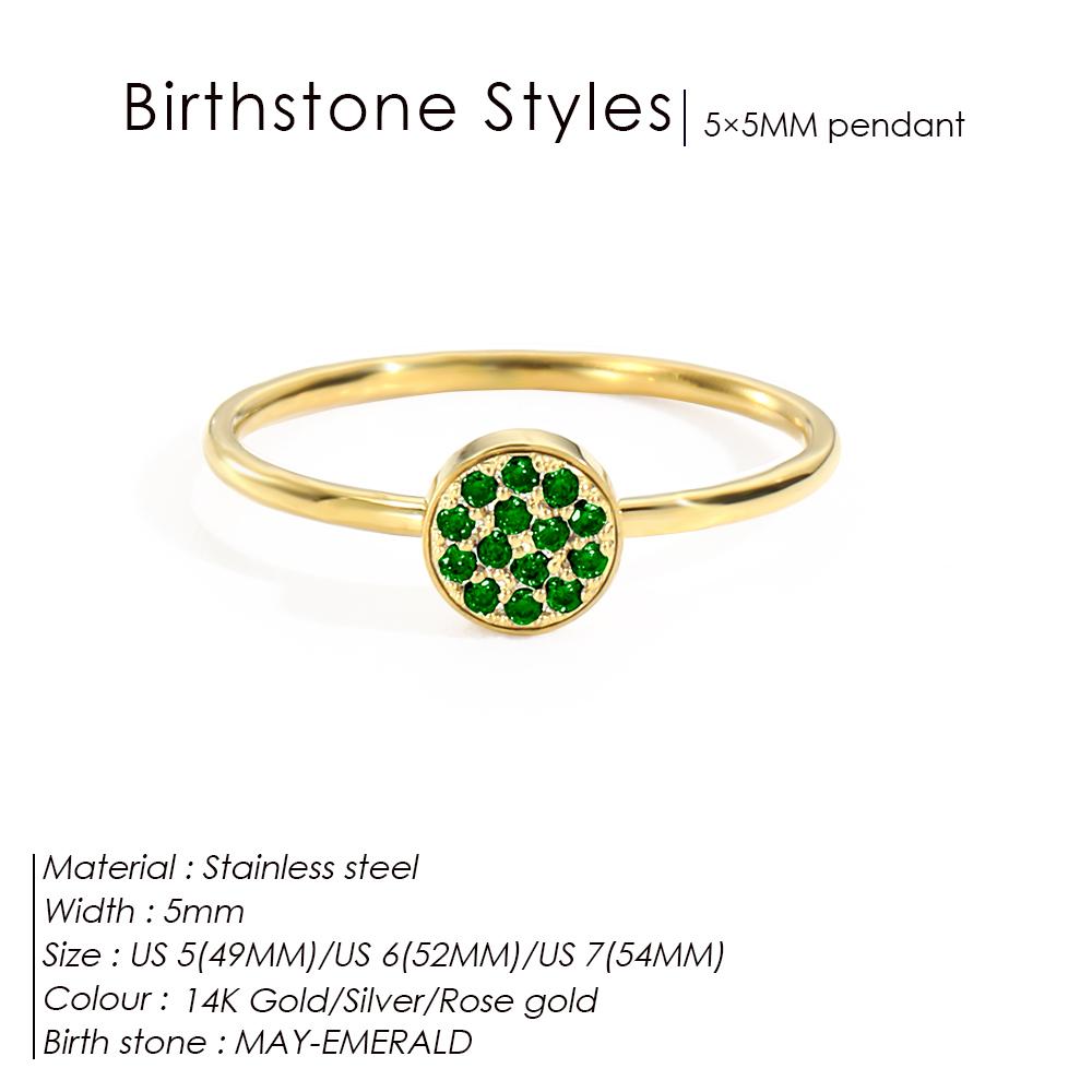 

eManco Unique Personalized Natural Birthstone Rings Stainless Steel Elegant Jewelry for Women s Parties Daily Wear Gifts 5&Gold Color