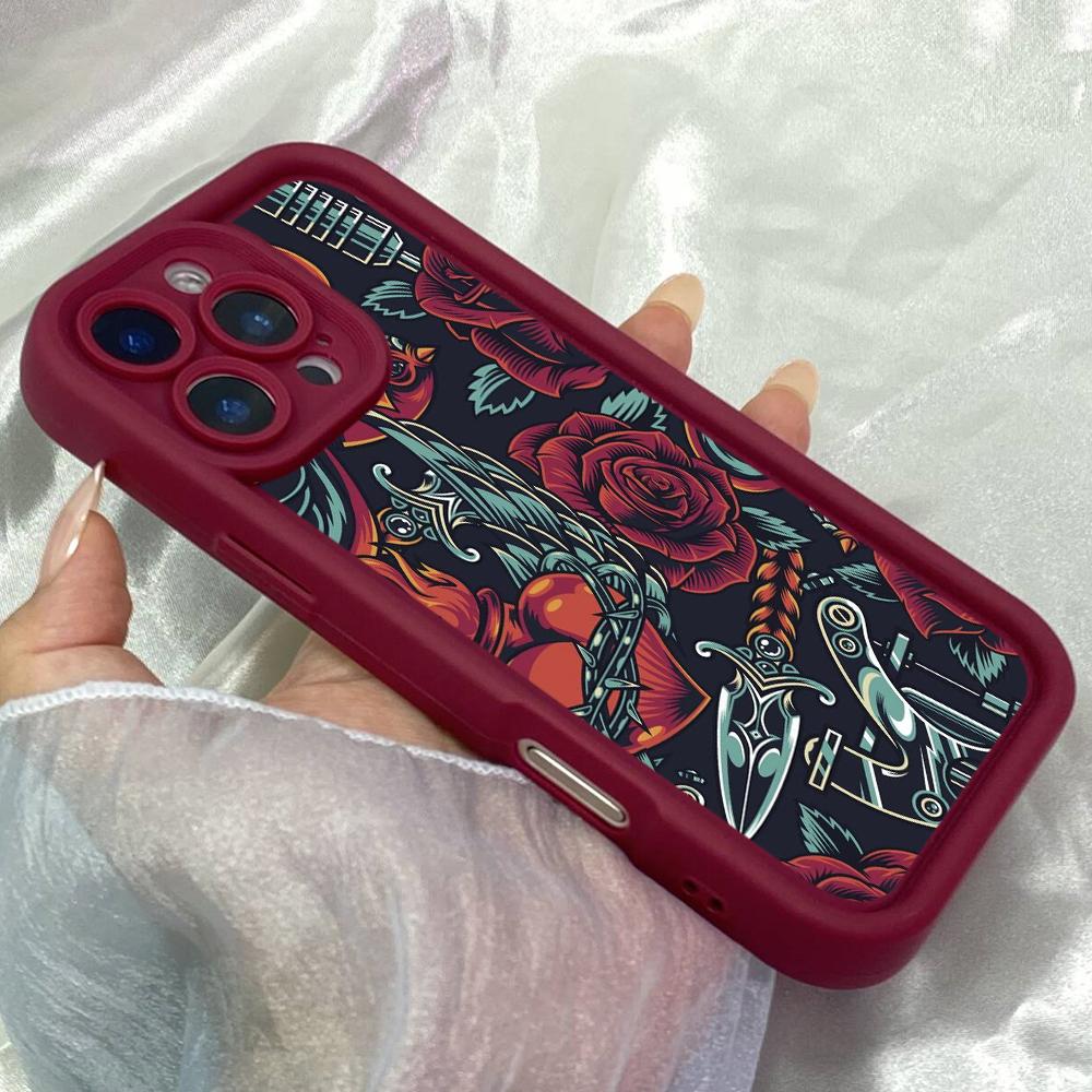 JT449 Red Blue Roses for iPhone 17 16 15 14 13 Pro Max Samsung S26 S25 Ultra A17 A07 A56 A16 Xiaomi 15T Redmi 15c 14C 13C Soft Case