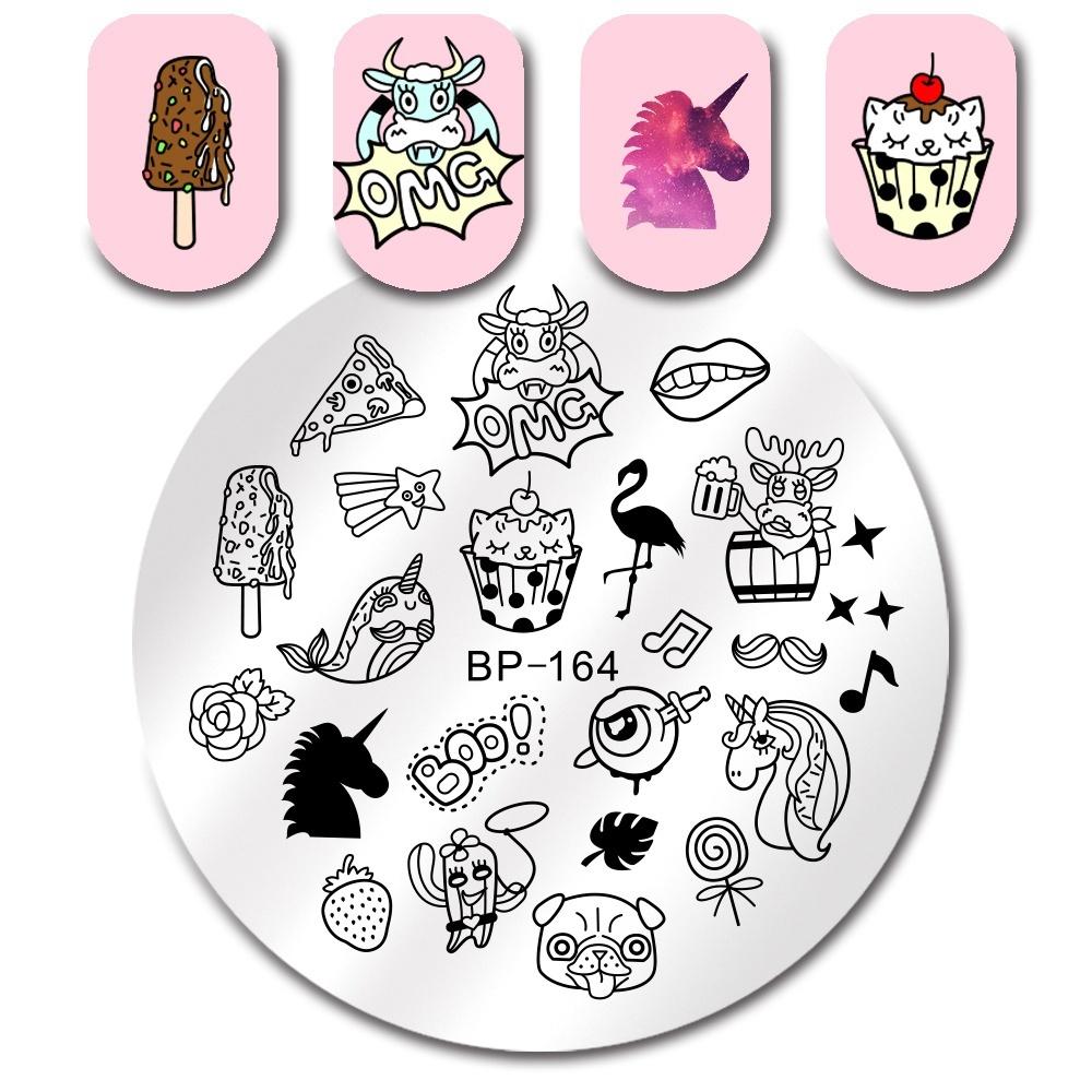 Ronde Nail Stamping Plate Wow Flower 5.5cm Sjabloon Manicure Nail Art Afbeeldingsplaat