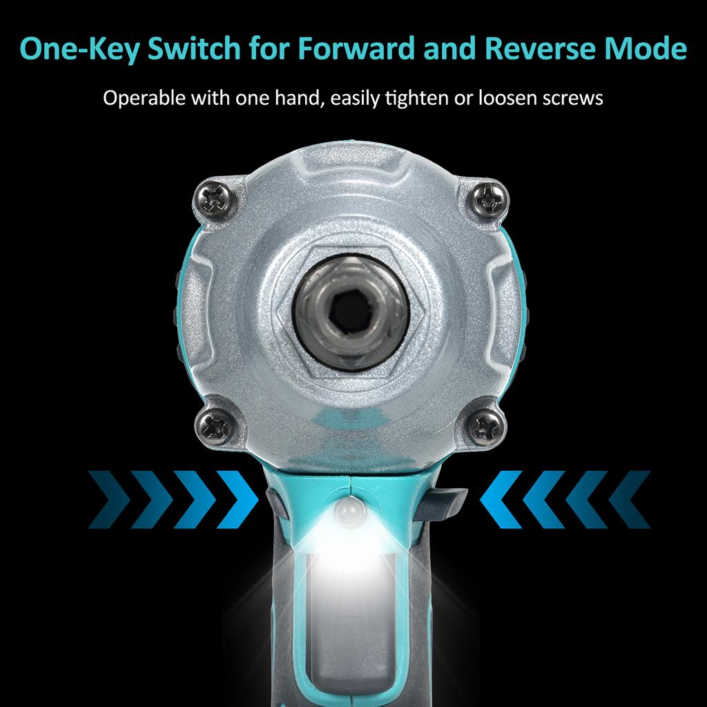 21V Cordless Impact Wrench Kit, 600Nm Electric Spanner with 2 PCS 1500mAh Batteries Bits Sockets Power Impact Wrench