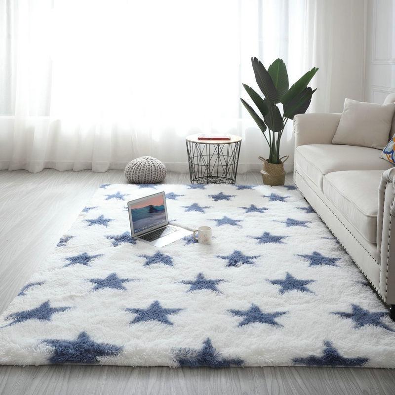 Carpet Shaggy Tie-Dye Carpet Living Room Dirty Resistant Easy Care Household Non-Slip Pad