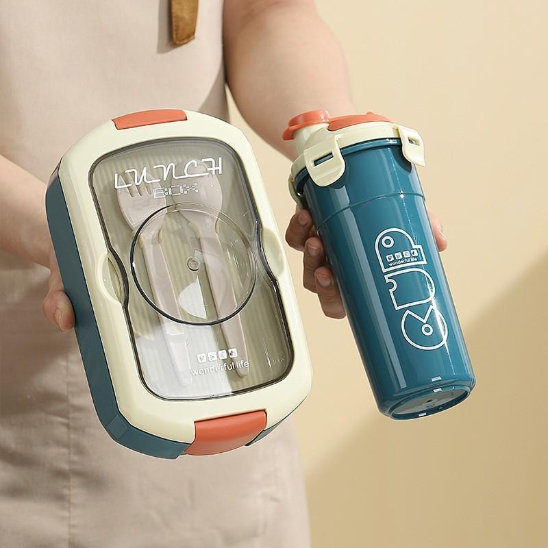 Microwave Safe Portable Lunch Box Water Bottle Set Airtight BPA Free Food Container for Office Workers Daily Use