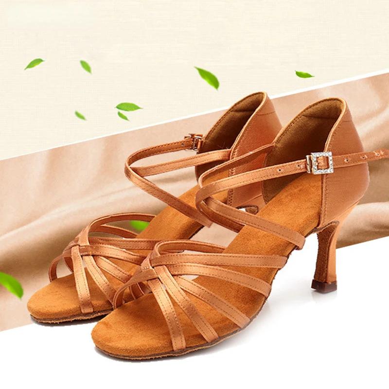 Buty do tańca latynoamerykańskiego damskie na wysokim obcasie jedwabne buty do tańca damskie miękka podeszwa buty do tańca na obcasie 8,5 cm dla dziewcząt buty do salsy buty do tańca towarzyskiego