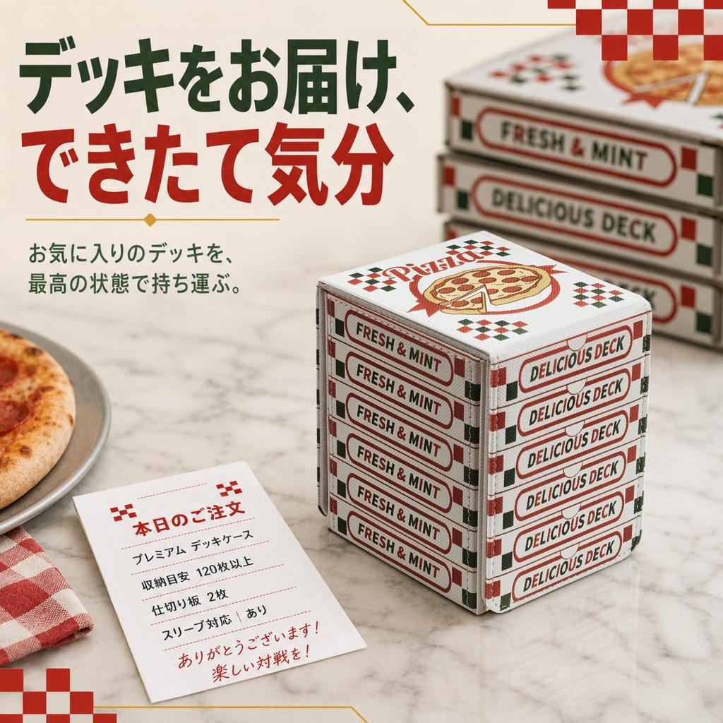 Venssu Deck Pizza Box Trading Card PU Leather Storage Vertical Holds 100 Sleeve Compatible Case, Design, Case, Box, Insertion, Cards, Double/Triple