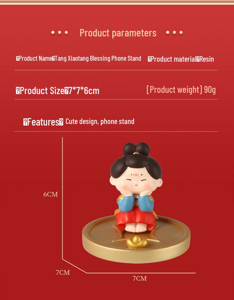 Tang Dynasty Lady Phone Stand - Cute Desktop Decoration, Resin Ornament for Home or Living Room.