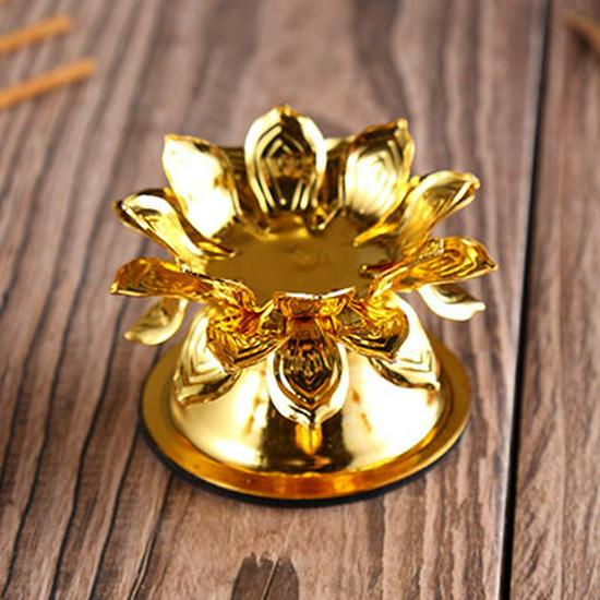 Buddhist Ghee Lamp Holder - Seven Stars Oil Lamp with Lotus Design for Temple Offerings and Everlasting Candle Display.
