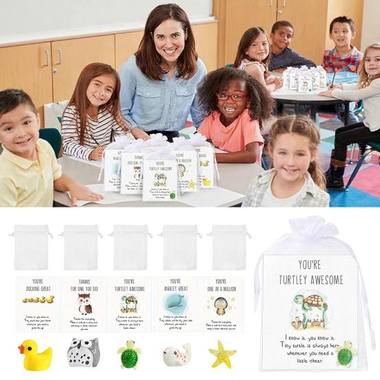 Employee Appreciation Gifts Bulk for Coworkers Thank You Gift Set with Inspirational Note Cards And Resin Animals for Office Volunteer Staff Teachers