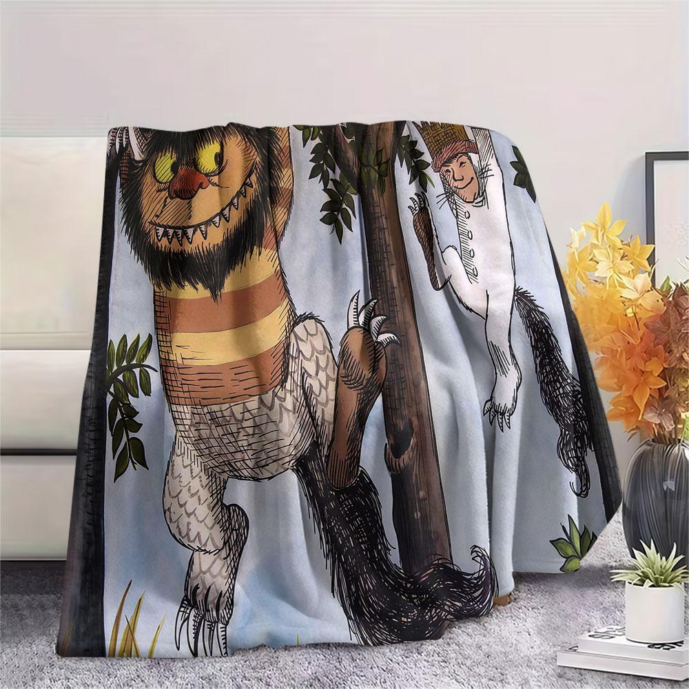 1PC Where the Wild Things Are Patterned Flannel Blanket Suitable For All Seasons for Home Decor Warmth and Comfort Gifts Holiday Present