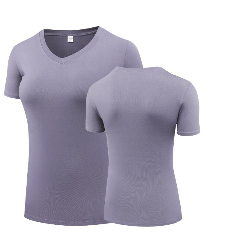 

Женские футболки для фитнеса, быстросохнущие эластичные спортивные блузки для йоги с короткими рукавами, колготки, топы для бега в тренажерном зале M фиолетовый