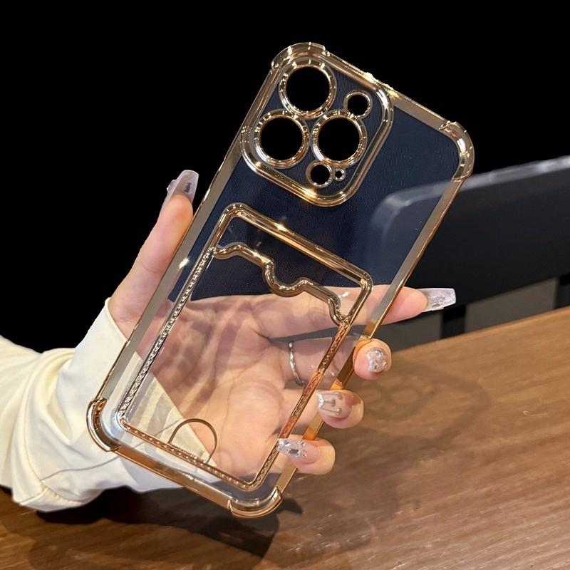 Weiche TPU-Geldbörse Kartenetui Transparente Handyhülle Für iPhone 11 12 13 14 15 16 17 Pro Max Plus Air Clear Bumper Rückseiten Hüllen Abdeckung