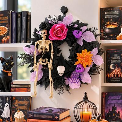 Halloween Skull Door Wreath - Perfect for Spooky Decorations and Doorway Ornaments