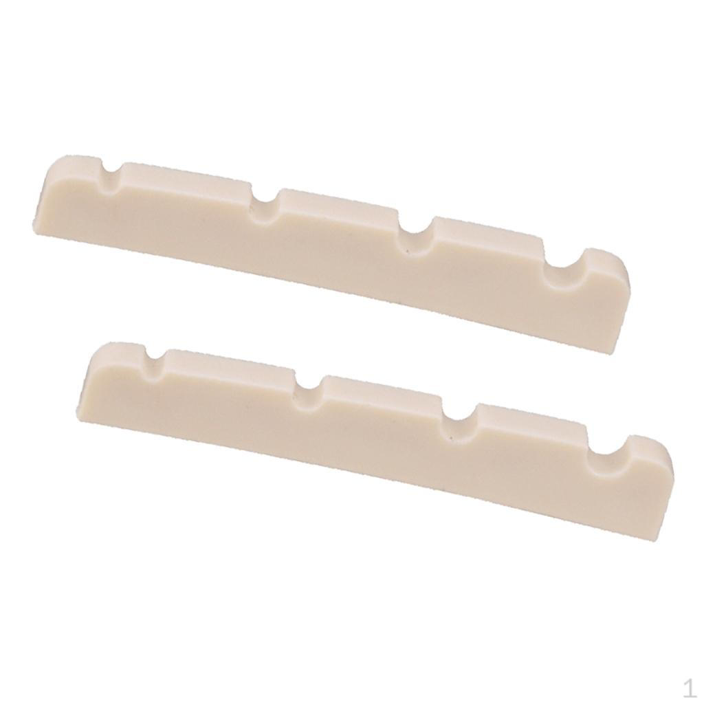 

2 Pcs 4 String Electric Bass Slotted Nuts Replacement Parts 38x3x6mm білий