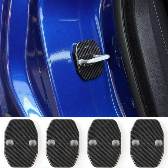 

4x Door Lock Cover Buckle Protector Trim Kit for Dodge Charger 10+ Carbon Fiber