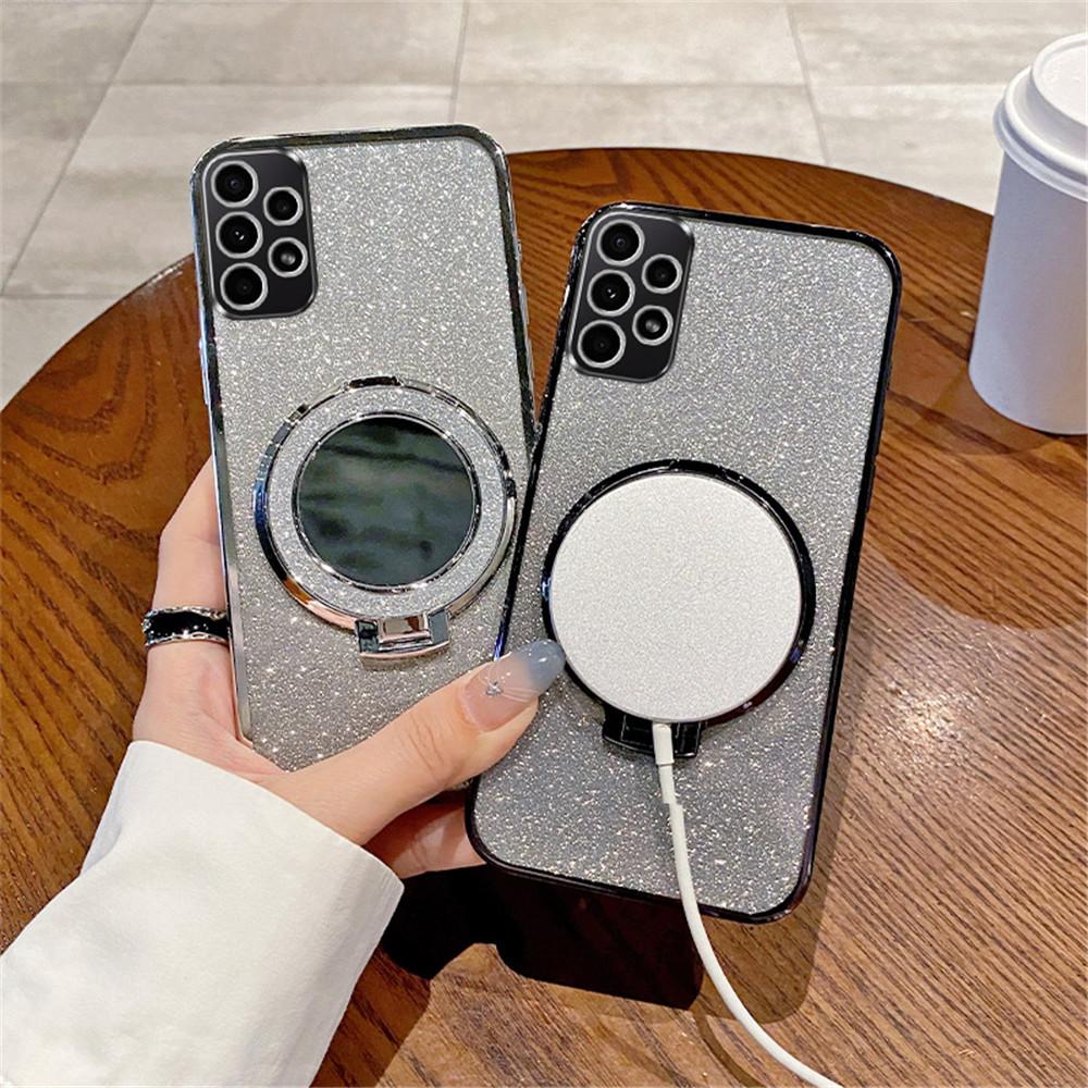 Gradient Glitter Mirror Ring Stand Phone Case For Samsung A52 A32 A22 A12 A72 A71 A51 A31 A21S A50 A20 A30 Magnetic Holder Cover