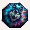 1pc Moons and Vibrant Cosmic Flames Wolf Automatic Open/CloseUmbrella,Compact Umbrella for Men & Women Day Gift.C016