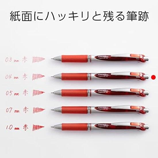 Pentel Ballpoint Pen Gel Ink EnerGel Knock Type 0.4mm Silver Barrel BLN74-B Red