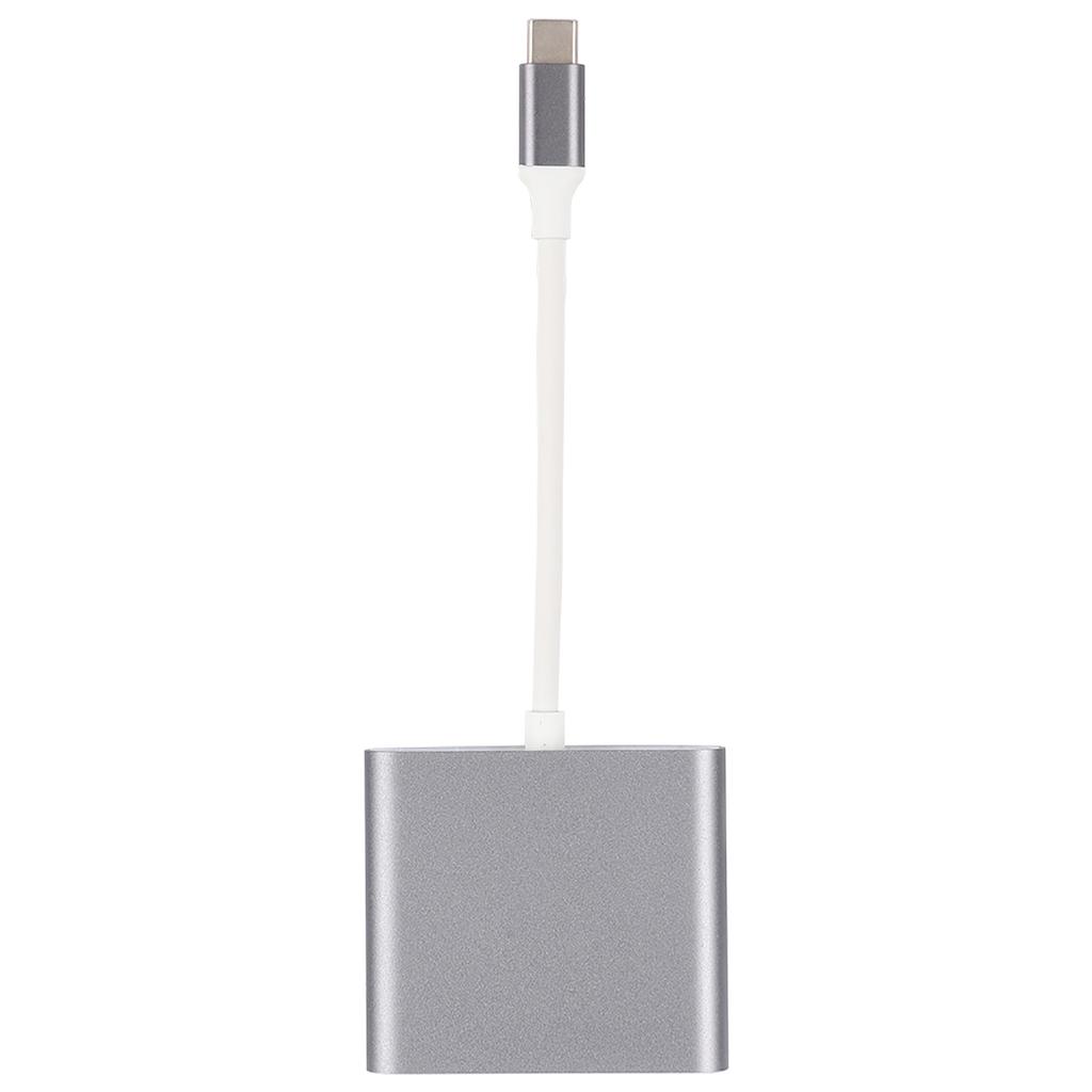 HC 04 Multifunction 3 in 1 Hub Type C to HDMI Output HD Converter Adapter Dock Station(gray )