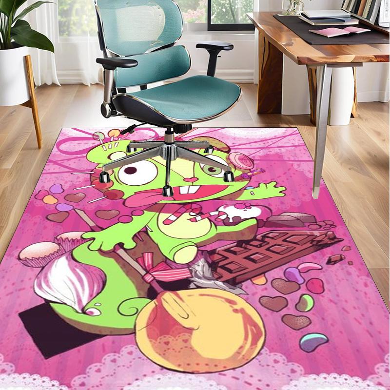 Happy Tree Friends Anniversary Office Rug Chair Mat, Game Carpet, Suitable for Front Door, Bedroom, Living Room, Desk, Holiday Gift