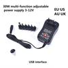 Adapter Adjustable Power Supply 3V 4.5V 5V 6V 7.5V 9V 12V 2A 2.5A Ac/Dc Us Eu Uk