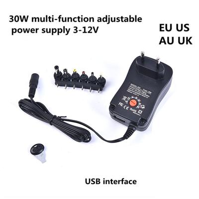 Adaptér Nastavitelný Napájecí Zdroj 3V 4.5V 5V 6V 7.5V 9V 12V 2A 2.5A AC/DC US EU UK