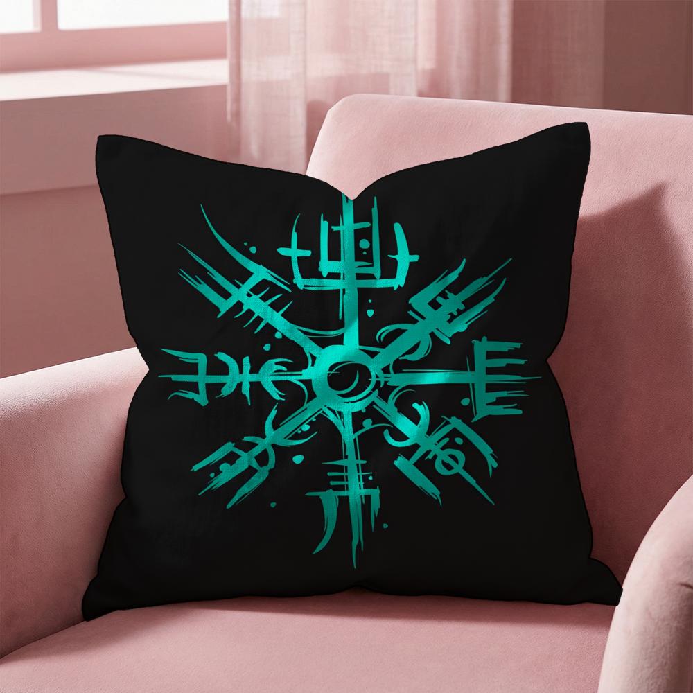 Viking Amulet Pattern Cushion Cover Multi-Scene Pillow Cover for Home & Car - Reversible, Soft & Durable for Daily Use