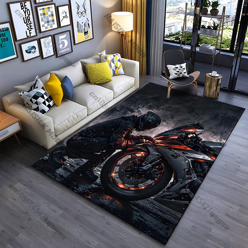 Motorcycle rider futuristic atmosphere carpet Yoga living room room decor children s crawling mat doormat area rug 40x60cm