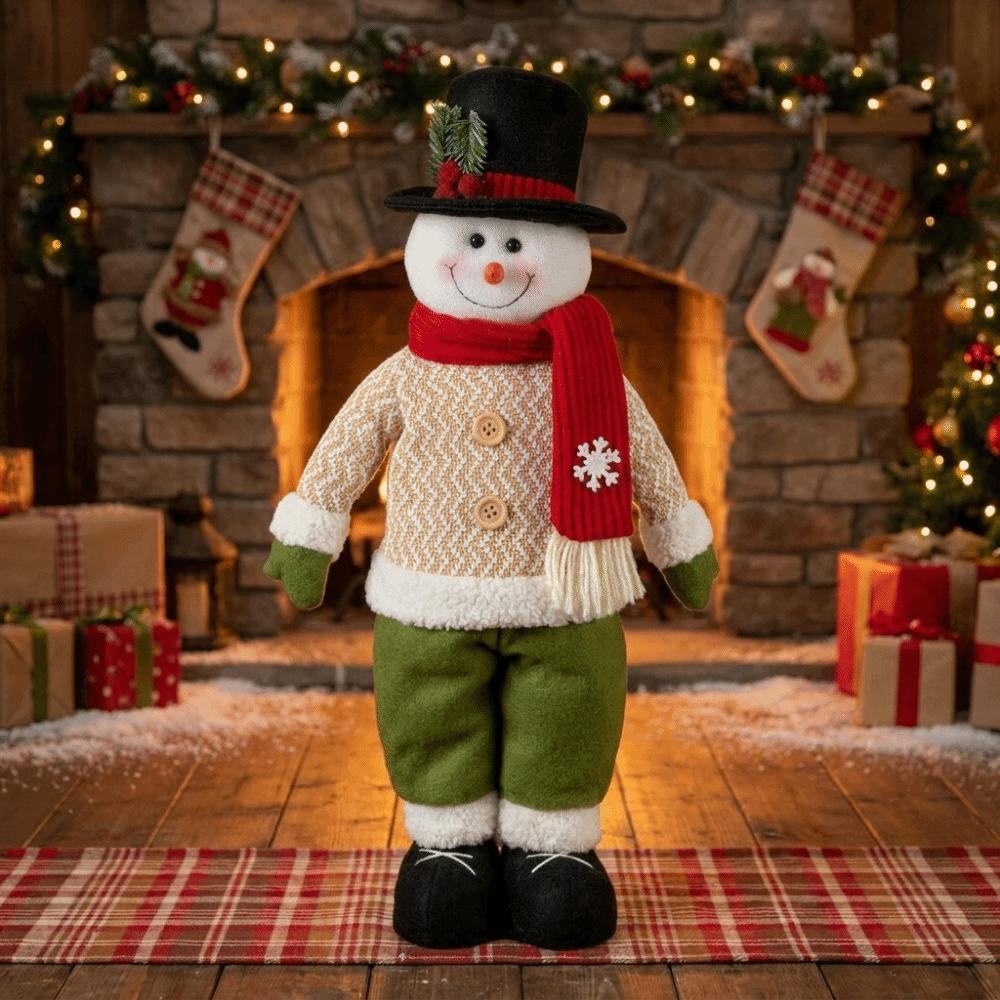 Extendable Legs Christmas Snowman Ornament Space-Saving Retractable Standing Doll Home Decor