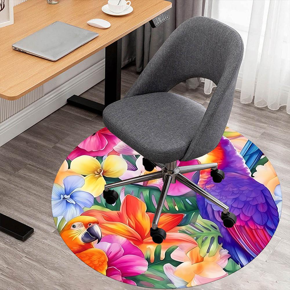 

1pc parrot flowers Round Chair mat Area Rug - Non-Slip, Floor Mat for Office, Bedroom, and Indoor Decor c1125863 80cm by 80cm