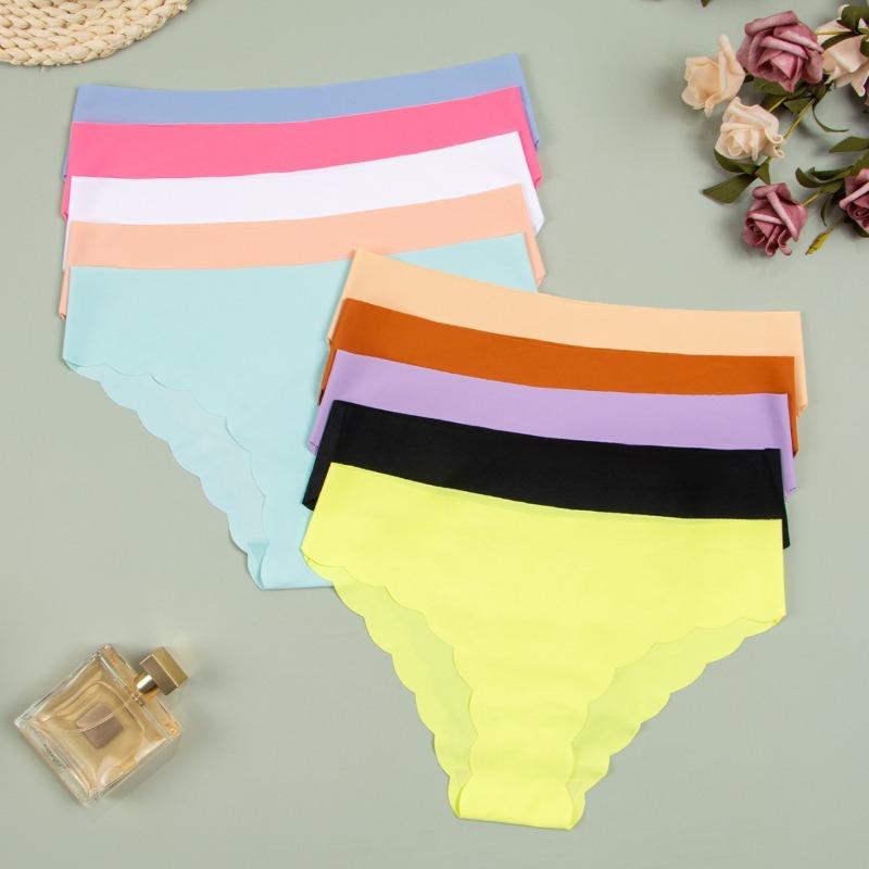 Übergröße Damen Frühling und Sommer Wellenkante Eis-Seide Unsichtbar Ohne Abdrücke Niedrige Taille Dreiecksslips