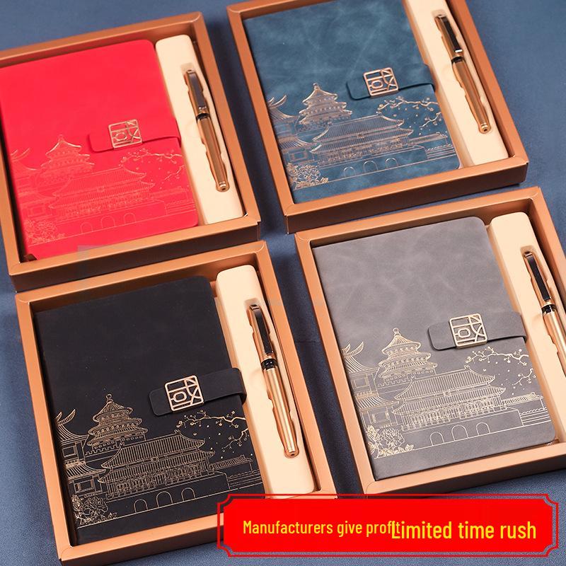 Custom A5 Chinese Style Office Notebook Gift Set with Logo