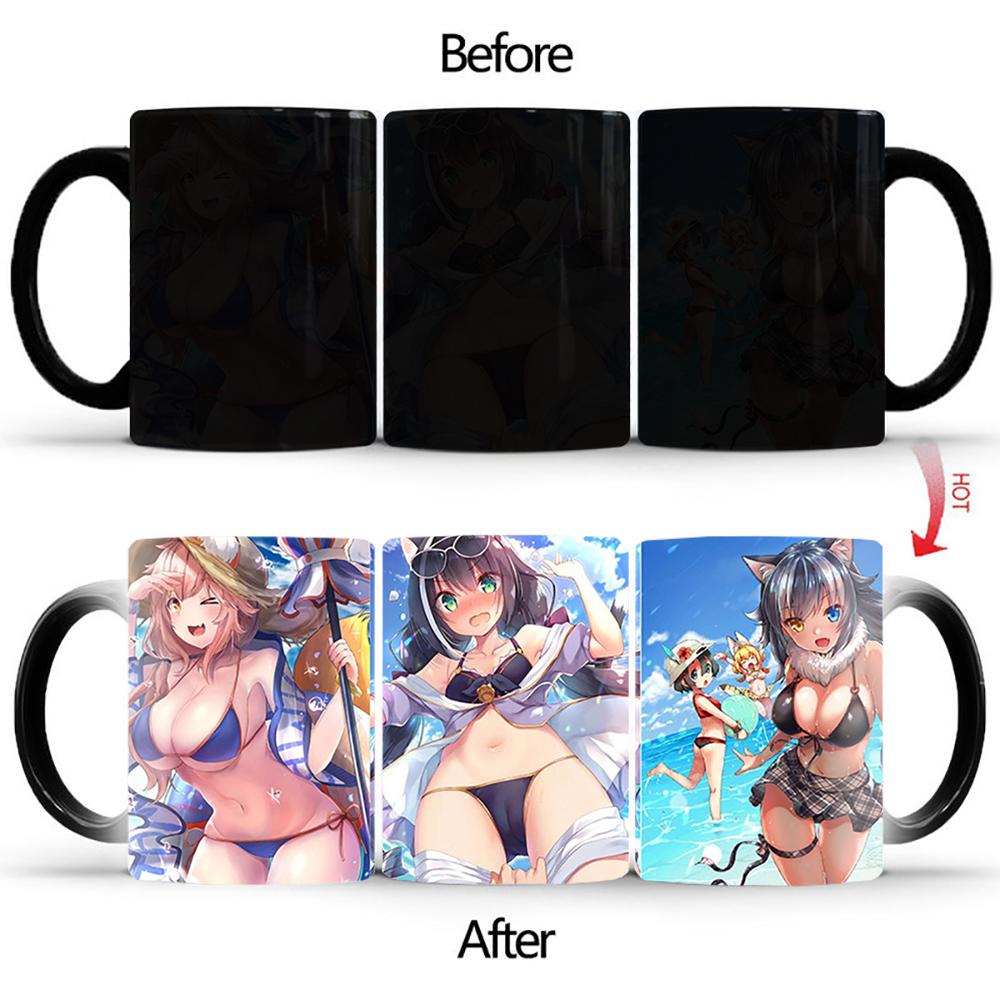 

BSKT-196 Креативные 3 Красивые Девушки Чашки Посуда Керамические Кружки Кофейные Чашки Термочувствительная Чашка Кружка Изменение Цвета Аниме Пользовательские 301-400ml