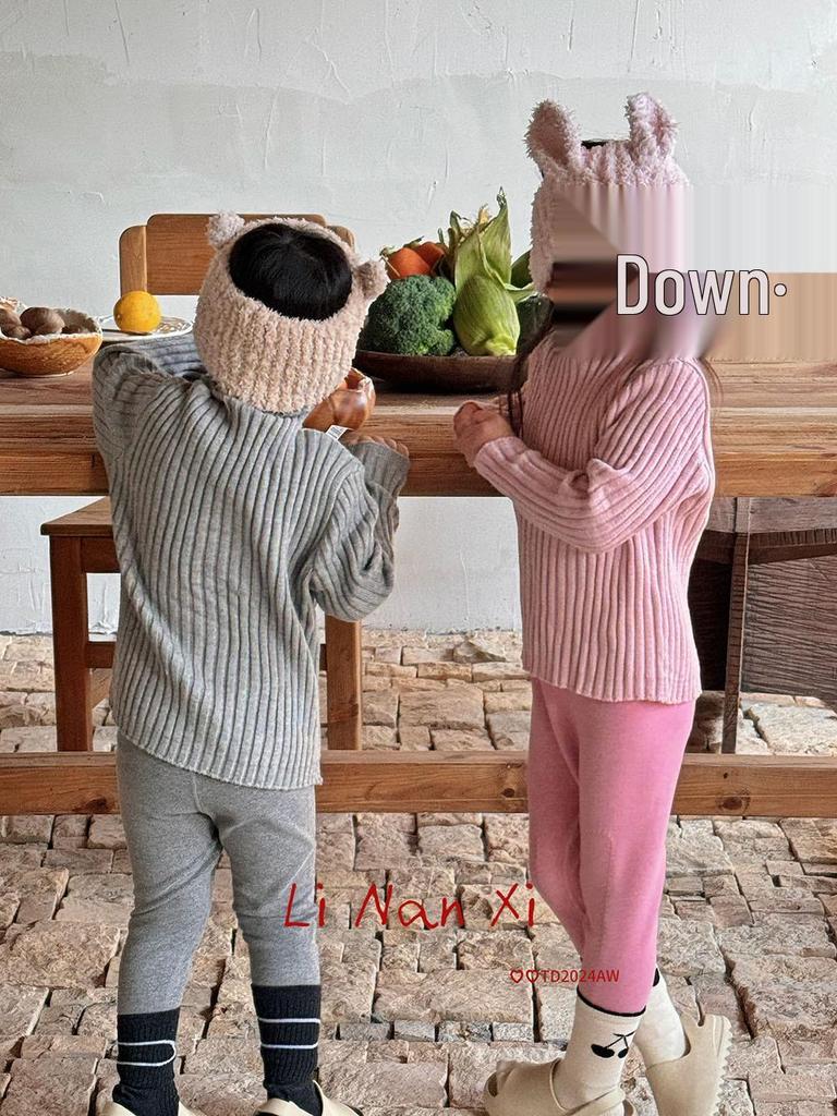 Children's Fleece-Lined Autumn Pants with Knee Pads - Warm, One-Piece Base Layer for Boys and Girls