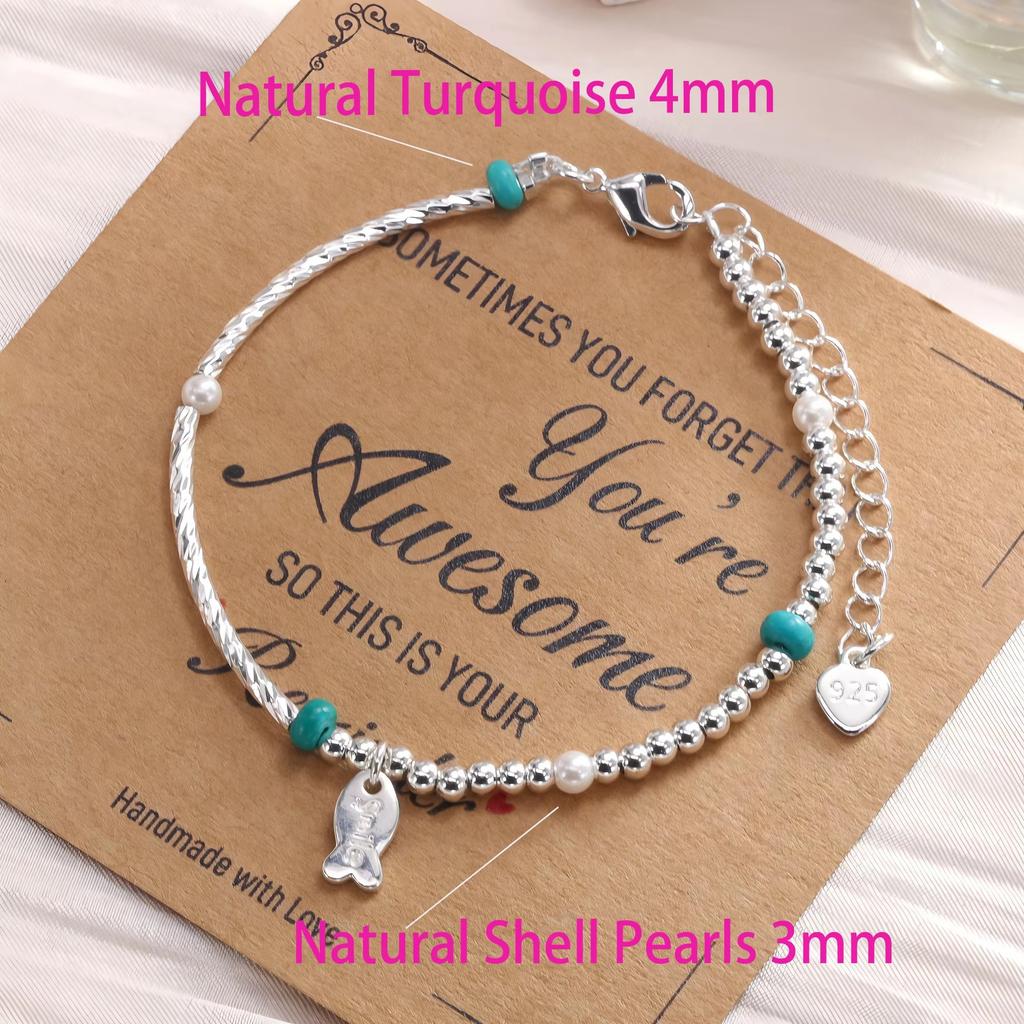 PANJBJ 925 Sterling Silver Red Agate Bead Bracelet for Women Fish Shape Retro Bead Design Versatile Jewelry Gifts Dropshipping