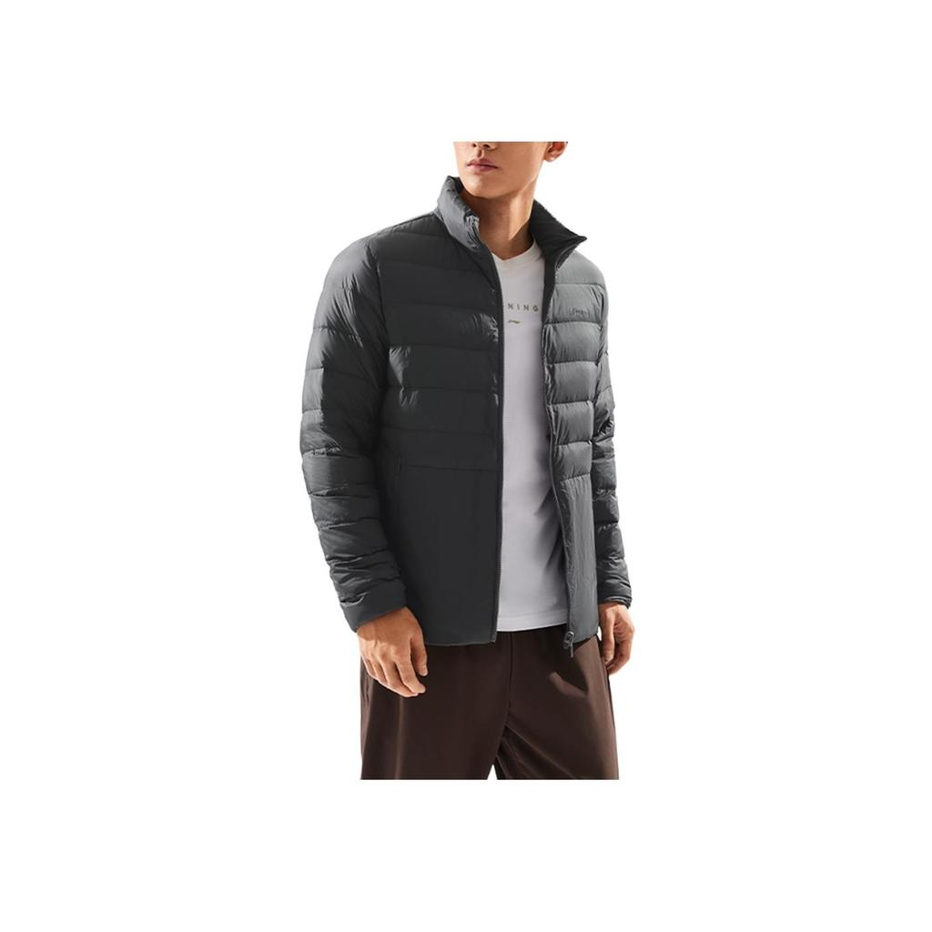 Li Ning Herren Fitness Serie Drei in Eins Einfarbig Locker Langarm Windjacke Herren Oberbekleidung Staubgrau Obsidiangrau AWBU029-5