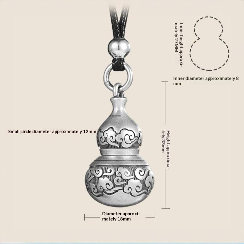 Lucky Gourd Pendant Male  Sweater Chain Accessories Ethnic Style Silver Gourd Necklace Unisex Jewelry Gift