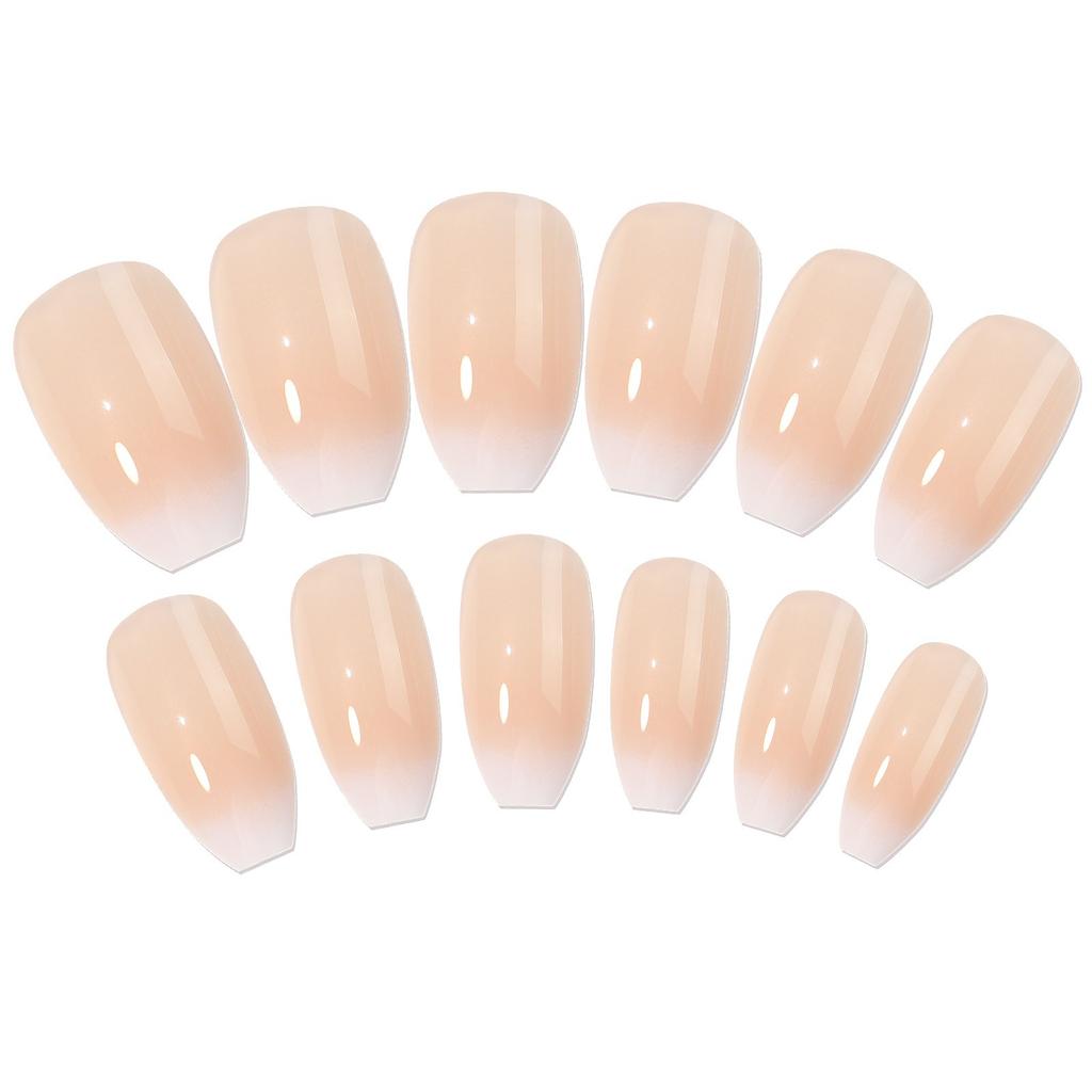 Pure Desire To Wear Armor, French Smudge Nail Art Film zum Anzeigen der Aufhellung, kurzer künstlicher Nagelflicken, abnehmbarer künstlicher Nagel