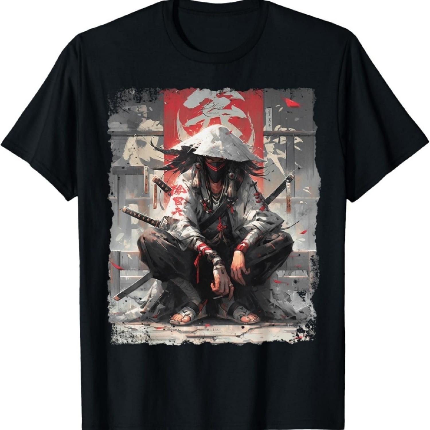 

Футболка Самурайский меч Катана Ниндзя Япония Манга Аниме Уличная одежда XXXXXL чёрный