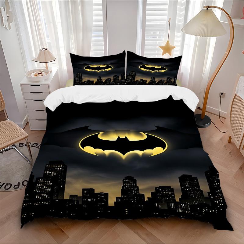 

3pcs Batman Bedding Set, Soft Polyester Duvet Cover and Pillowcases Machine Washable Seasons all suitable & Guest Room Decor283 135x200cm