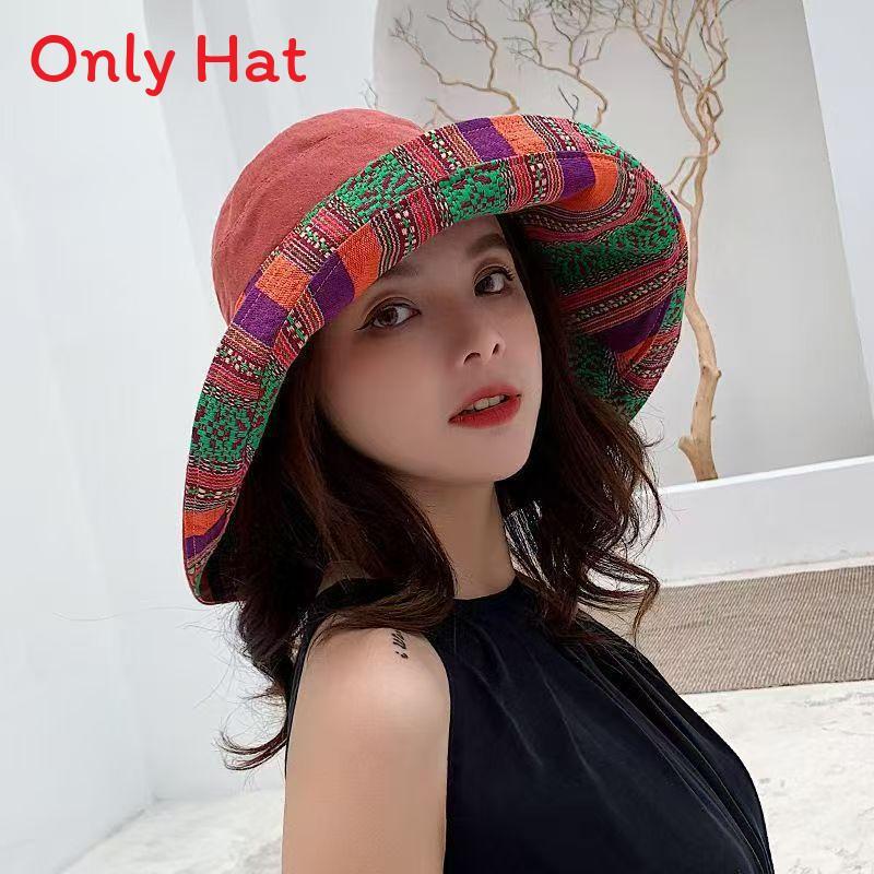 Fisherman Hat Women Pure Cotton Wide Brim Uv Protection Breathable Foldable Summer Outdoors