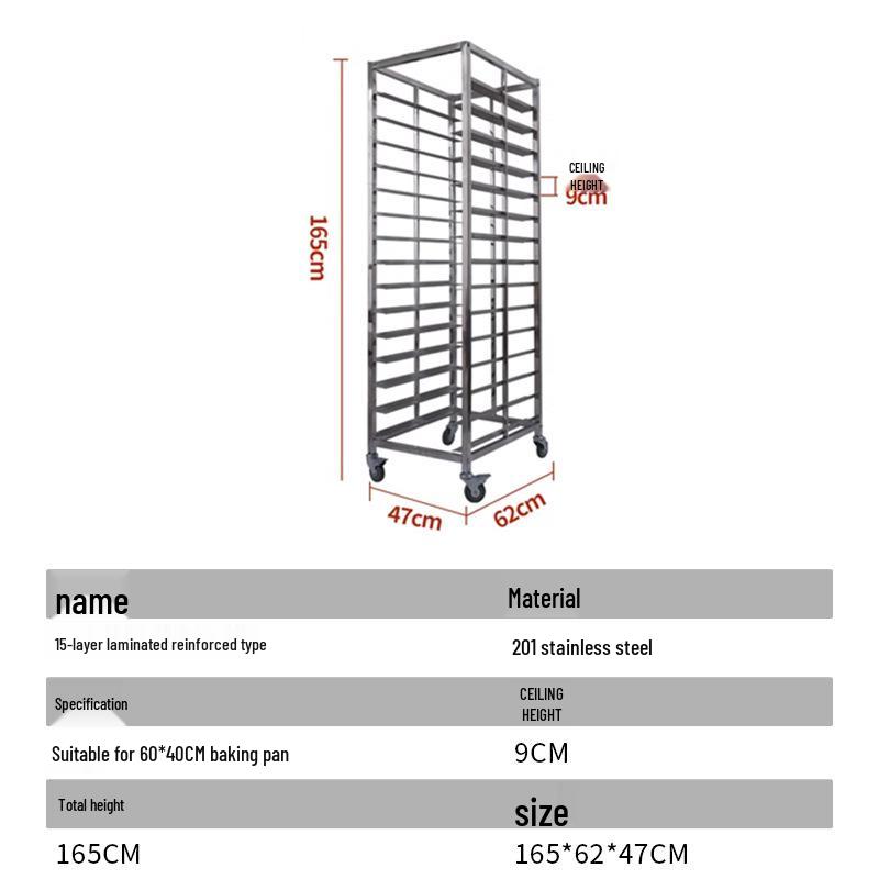 Stainless Steel Baking Pan Rack Trolley for Bread and Toast Drying