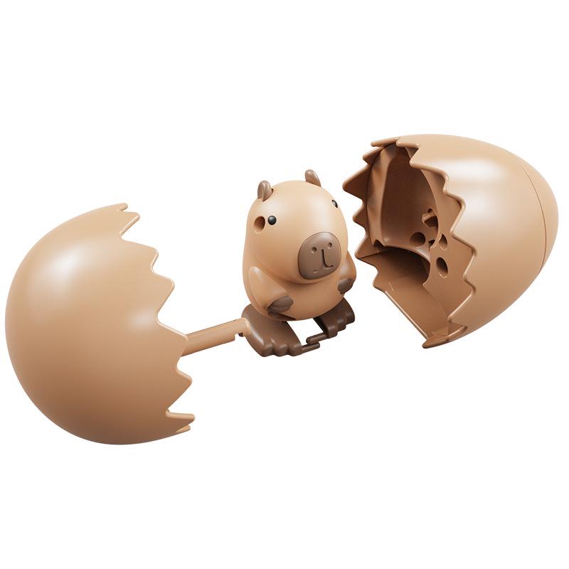 Capybara Wind-up Bouncing Egg Toy: Educational Animal Hatching Table Decoration for Kids