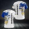 Ukraine Patriotic Soldier Graphic T-Shirt with Camo Sleeves