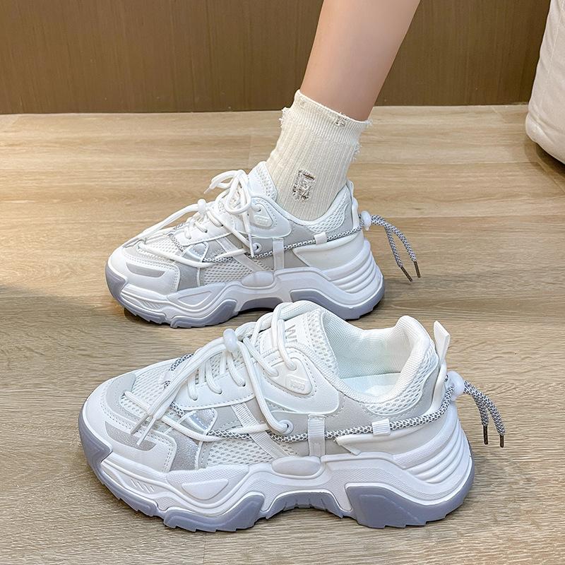 

New dad shoes women s 2025 spring and autumn trend student sports shoes women s color matching casual breathable thick bottom mesh versatile 40