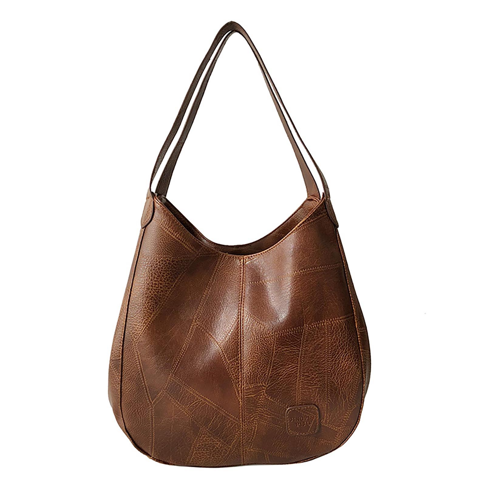 

Women Casual Tote Bags Satchel Handbags Retro Large Capacity PU Leather Shoulder Bag for Casual School and Work Use коричневый