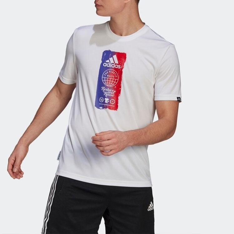 Adidas Printed Round Neck Short Sleeve Sports T-Shirt Men Tops White GL3262