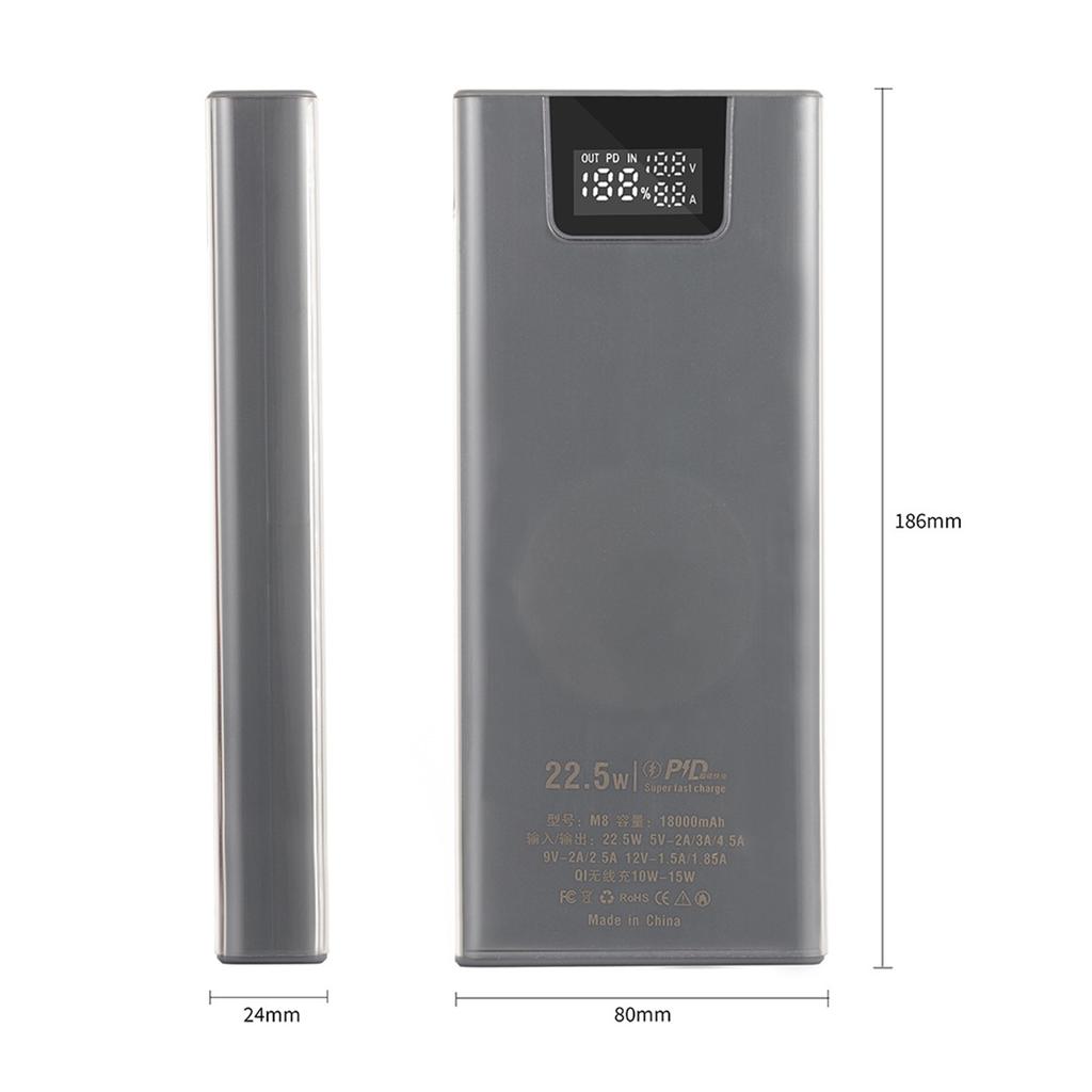 8x18650 Power Bank Shells Outer Cover Mobile Power Bank Case DIY Shells Storage Box 22.5W Quick Charging Version Case