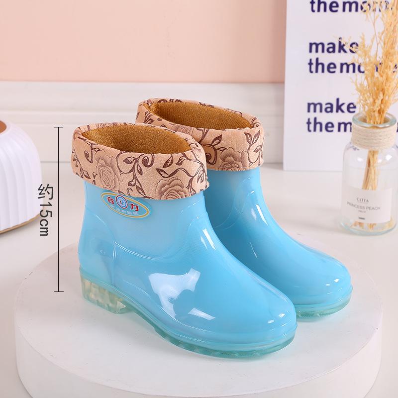 Tall tube thickened rain shoes women's waterproof shoes women's outer wear rain boots non-slip warm quick-drying water boots rubber shoes